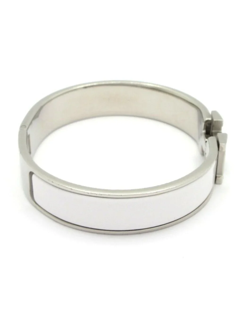 Hermes Bangle Clic H Silver White Bracelet